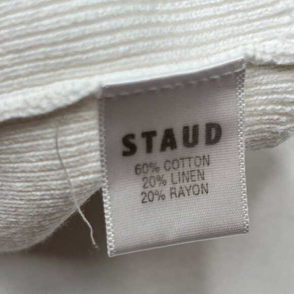 Staud Cecily Open-Back Cable-Knit Maxi Dress White Rainbow Eyelet Detail Medium - Picture 15 of 16